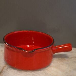 Vintage Red Ceramic Caquepon Pot .